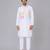 White heart printed cotton Men Kurta Set