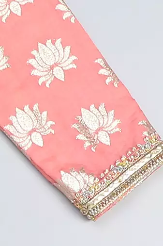 Peach embroidered cotton kurta set