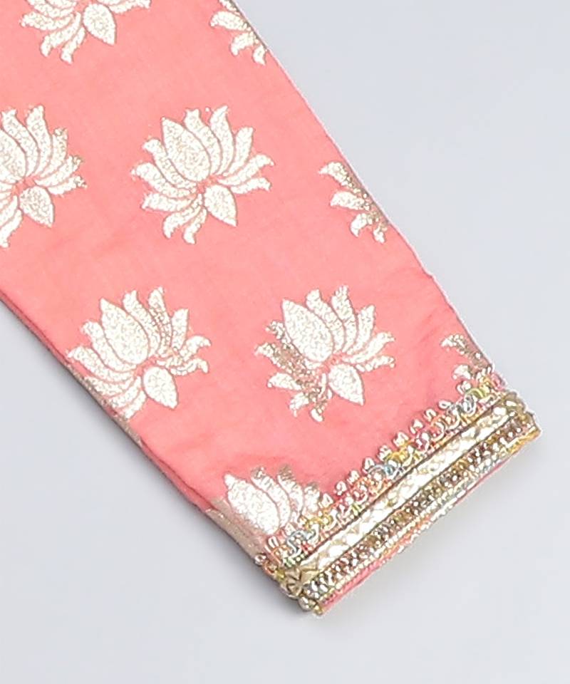 Peach embroidered cotton kurta set