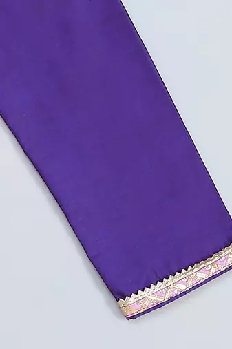 indigo purple cotton embroidered kurta set 