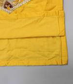 mustard yellow embroidered cotton silk kurta for men