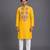mustard yellow embroidered cotton silk kurta for men