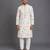 Off white printed cotton silk kurta set