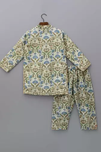 Multicolor printed cotton silk kurta set
