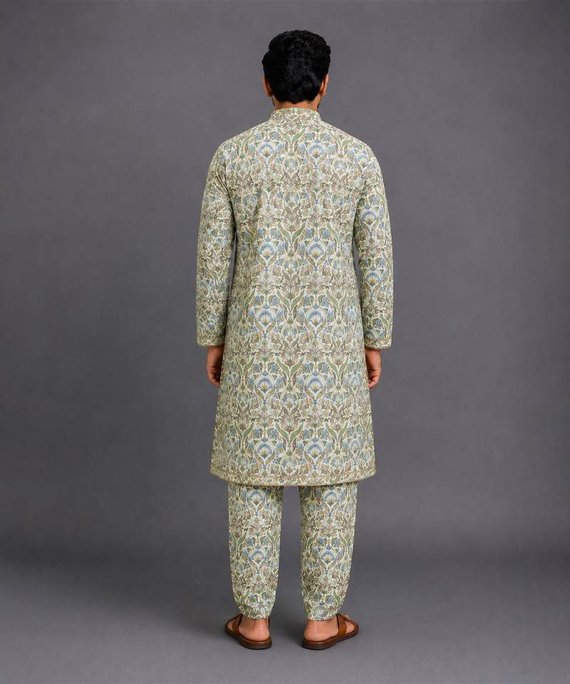 Multicolor printed cotton silk kurta set