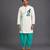 Green embroidered cotton silk dhoti kurta set