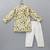 Beige printed cotton silk kurta set
