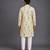 Beige printed cotton silk kurta set