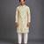 Beige printed cotton silk kurta set