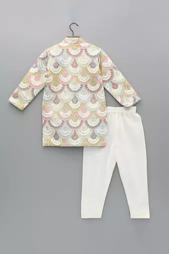 White embroidered cotton silk bandhgala set
