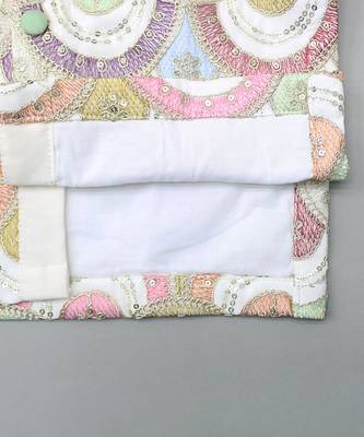 White embroidered cotton silk bandhgala set 4