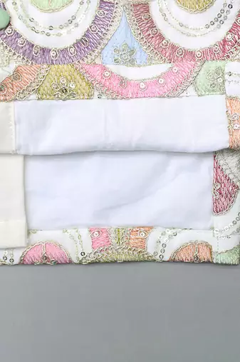 White embroidered cotton silk bandhgala set