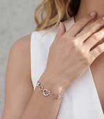 925 Sterling Silver Heart  & Rose Gold Heart Link Bracelet for Women