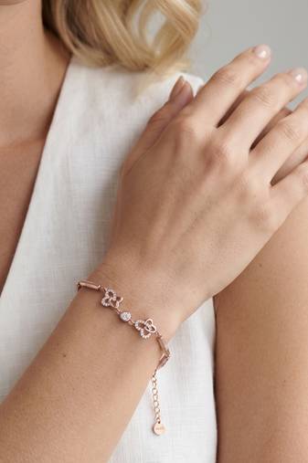  925 Sterling Silver Rose Gold Butterfly Crystal Bracelet for Women