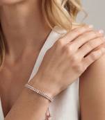  925 Sterling Silver Rose Gold Crystal Tennis Bracelet for Women