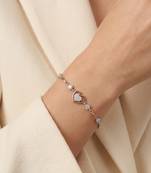  925 Sterling Silver and Rose Gold Heart Crystal Bracelet for Women