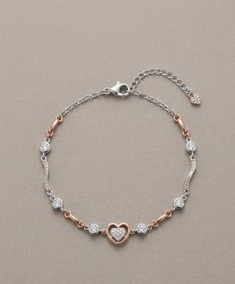  925 Sterling Silver and Rose Gold Heart Crystal Bracelet for Women 3