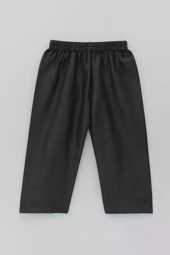 black embroidered cotton men kurta set