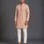 Rose pink printed cotton silk kurta set