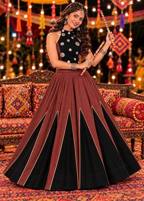 brown black roman silk  lehenga choli for festive wear 1