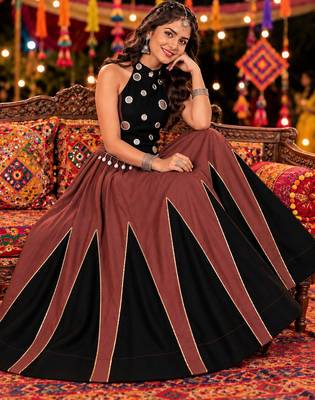 brown black roman silk  lehenga choli for festive wear 2