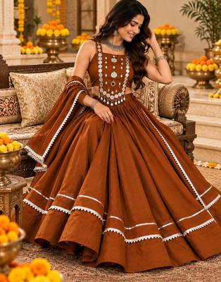 Chocolate brown  roman silk  lehenga choli for festive wear 2