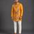 Mustard yellow embroidered cotton silk Men Kurta Set