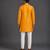 Mustard yellow embroidered cotton silk Men Kurta Set