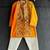Mustard yellow embroidered cotton silk Men Kurta Set