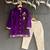 Purple embroidered cotton silk kurta set