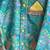 Aqua blue printed cotton silk Men Kurta Set