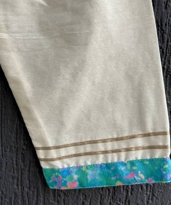 Aqua blue printed cotton silk Men Kurta Set 5