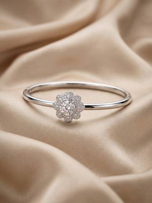 025 Sterling Silver Floral Crystal Bangle Bracelet for Women 2