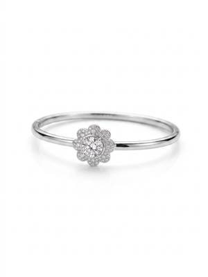 025 Sterling Silver Floral Crystal Bangle Bracelet for Women 4