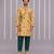 Beige printed cotton silk kurta set