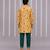 Beige printed cotton silk kurta set