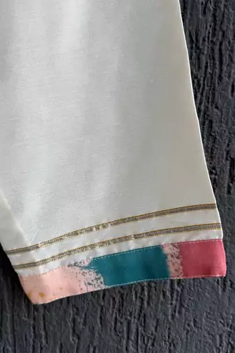 white cotton silk multicolor printed kurta set