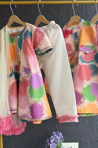 white cotton silk multicolor printed kurta set