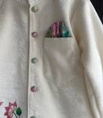 Off white embroidered cotton silk bandhgala set