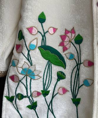 Off white embroidered cotton silk bandhgala set 2