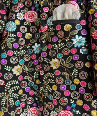 black cotton silk embroidered bandhgala pant set 6