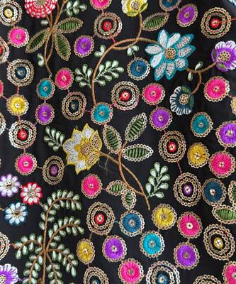 black cotton silk embroidered bandhgala pant set 7