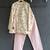 Pink printed cotton silk kurta set