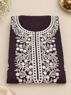 Women's Chanderi Cotton White Lucknowi Chikankari Dress 4