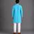Turquoise blue embroidered cotton silk Men Kurta Set