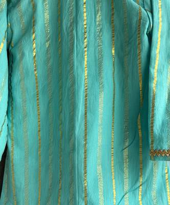 Blue woven cotton silk kurta set 6