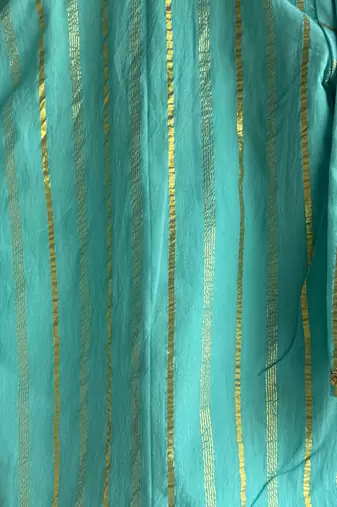 Blue woven cotton silk kurta set