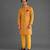 Mustard yellow embroidered cotton silk bandhgala set