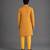 Mustard yellow embroidered cotton silk bandhgala set