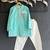 Aqua blue printed cotton silk Men Kurta Set